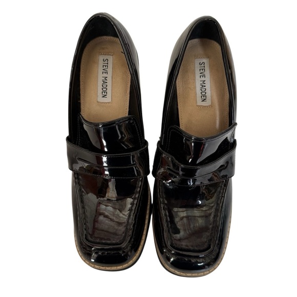 Steve Madden Glossy Black Platform Loafers. Size 11M - Picture 6 of 12